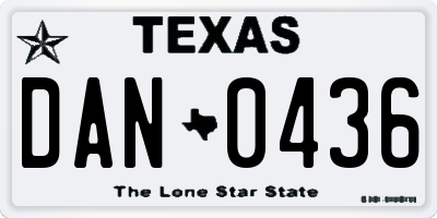 TX license plate DAN0436