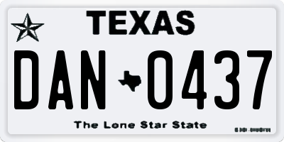 TX license plate DAN0437