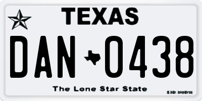 TX license plate DAN0438
