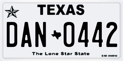 TX license plate DAN0442