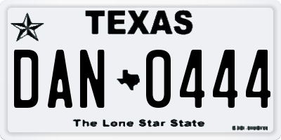 TX license plate DAN0444