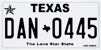TX license plate DAN0445