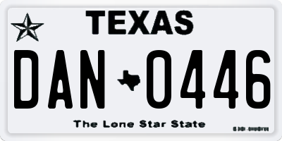 TX license plate DAN0446