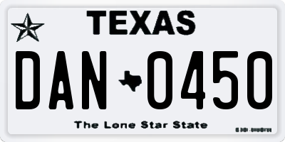 TX license plate DAN0450