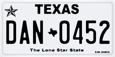 TX license plate DAN0452