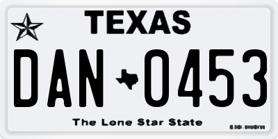 TX license plate DAN0453