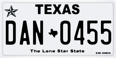 TX license plate DAN0455