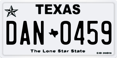 TX license plate DAN0459