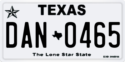 TX license plate DAN0465