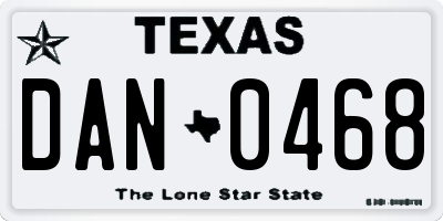 TX license plate DAN0468