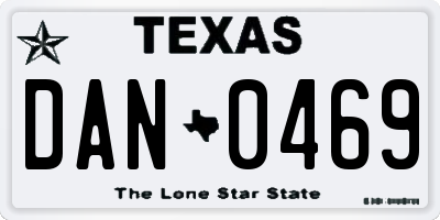 TX license plate DAN0469