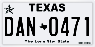 TX license plate DAN0471