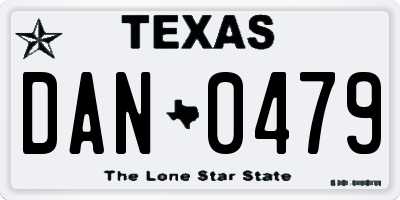 TX license plate DAN0479