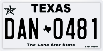 TX license plate DAN0481