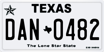 TX license plate DAN0482