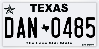TX license plate DAN0485