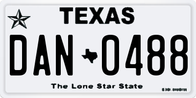 TX license plate DAN0488