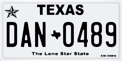 TX license plate DAN0489