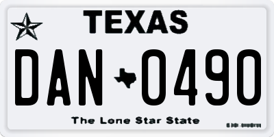 TX license plate DAN0490