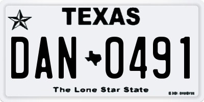 TX license plate DAN0491