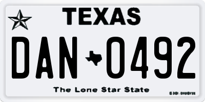 TX license plate DAN0492