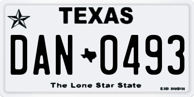 TX license plate DAN0493