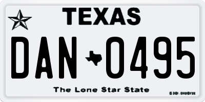 TX license plate DAN0495