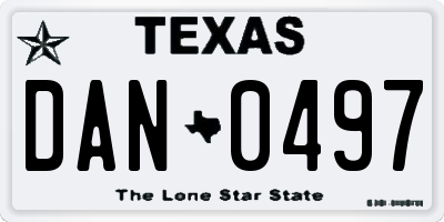 TX license plate DAN0497