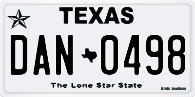 TX license plate DAN0498