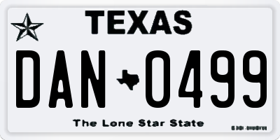 TX license plate DAN0499