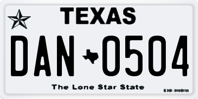 TX license plate DAN0504