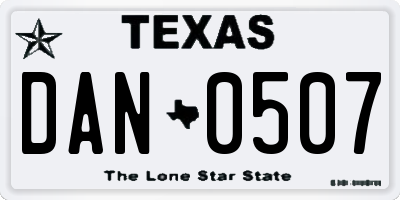 TX license plate DAN0507