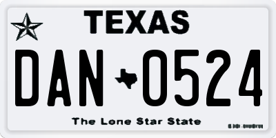 TX license plate DAN0524