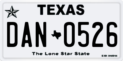TX license plate DAN0526