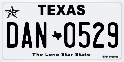 TX license plate DAN0529