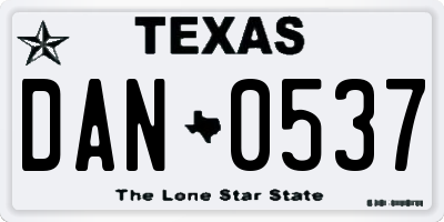 TX license plate DAN0537