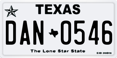 TX license plate DAN0546