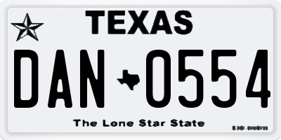 TX license plate DAN0554