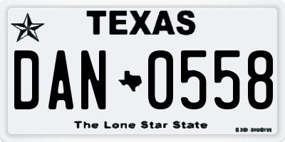 TX license plate DAN0558