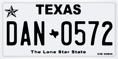 TX license plate DAN0572