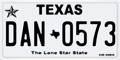 TX license plate DAN0573