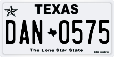 TX license plate DAN0575
