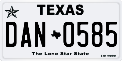 TX license plate DAN0585