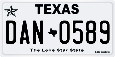 TX license plate DAN0589