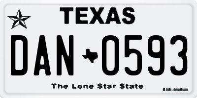 TX license plate DAN0593