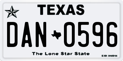 TX license plate DAN0596