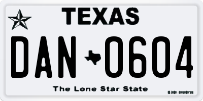 TX license plate DAN0604