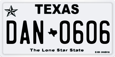 TX license plate DAN0606