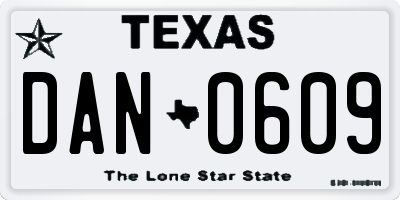 TX license plate DAN0609