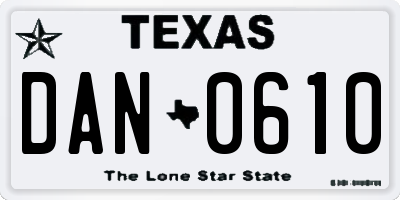 TX license plate DAN0610